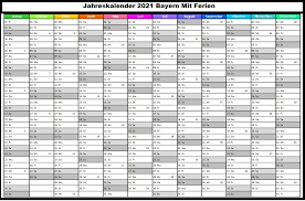 Ferientage in bayern im jahr 2021: Druckbare Jahreskalender 2021 Bayern Kalender Zum Ausdrucken The Beste Kalender