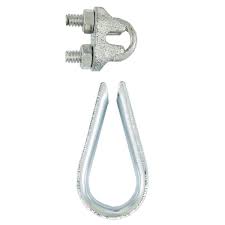 Lehigh 1 4 In Zinc Plated Steel Wire Rope Thimble And Clamp Set 7315s 12 The Home Depot Zinc Plating Thimbles Rope Clamp