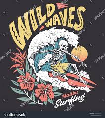 Vintage Graphic Of A Surfing Skeleton With Hibiscus Flowers Sponsored Affiliate Surfing Graphic Vintage Flow Retro Surf Art Surf Drawing Vintage Graphics