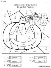 Bunny color by number worksheet. Halloween Color By Number Addition By Melissa S Place Tpt Halloween Color By Number Halloween Worksheets Halloween Coloring