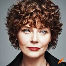 Milan murray is a mature actress with a shaggy curly brunette bob