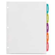 Avery Big Tab White Label Tab Dividers 5 Print On Tab S 3 Hole Punched White Divider 4 Pack