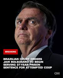 Brazil's former President Jair Bolsonaro must begin serving his 27-year  prison sentence for plotting an attempted coup, Supreme Court Justice  Alexandre de Moraes has ruled. https://cnn.it/482xCGT