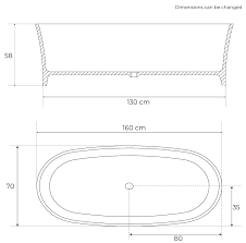 The width of a standard american bathtub is between 32 and 42 inches. Stone Bathtub Torino Dimension L 160 X W 70 X H 65 Cm