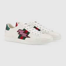 Gucci Ace Lightning Bolt Embroidered Low Top Sneaker Gucci Ace Sneakers Footwear Design Women Sneakers