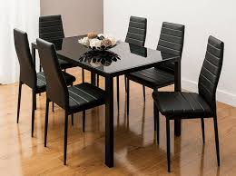 Tangkula dining table set, 5 pieces dining set with tempered glass top table and 4 chairs, kitchen dining room furniture, black 4.2 out of 5 stars 297 $199.99 $ 199. Stunning Glass Black Dining Table Set And 6 Faux Leather Black Chairs