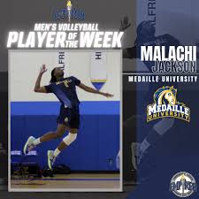 Congratulations to the #E8 Men's Volleyball Weekly Award Winners! Player of  the Week Malachi Jackson @medaillemavericks Jackson slammed 21 kills with a  tremendous .500 hitting percentage with two service aces, eight digs,