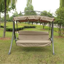 3 Person High Quality Deluxe Garden Swing Chair Patio Hammock With Arched Canopy And Cushion Swing Chair Garden Patio Hammock Swinging Chair