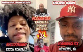 VIRTUAL ROAST BATTLE‼️ The Internet Sensation @regtoofunny vs. The Roast  Goat @flamaholics 🔥 PART 2, Special Guest @funymanevedo , Who you think  won? COMMENT BELOW 👇🏾, If you’re interested in Virtual ...