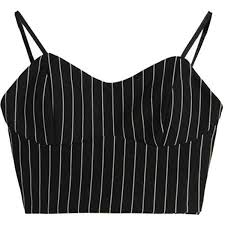 Black And White Striped Cropped Tank Top Choies Black Spaghetti Strap Vertical Stripe Crop Vest Black Crop Top Tank Black Cropped Tank Black Waistcoat