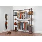 Steel wire adjustable garment rack with shelves, 48 w x 16 d x 72 h. Seville Classics Ultrazinc Expandable Closet Organizer System She05813bz The Home Depot