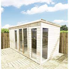 Buy your stylish 18 x 8 summerhouse. 16 X 8 Combi Pressure Treated Tongue Groove Pent Summerhouse With Higher Eaves And Ridge Height Side Summerhouse Toughened Safety Glass Euro Lock With Key Super Strength Framing Shedsfirst