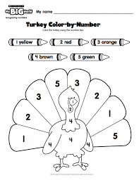 Pre K Students Use A Number Key To Color In A Turkey With This Printable From Thanksgiving Activities Preschool School Age Activities Thanksgiving Preschool