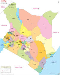 90% of people live higher than 1000m asl. Political Map Of Kenya Kenya Counties Map