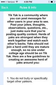 20 hours ago · yik yak, a local, anonymous app that was most popular on college campuses during the early 2010's, returned to apple's app store monday for u.s. Yik Yak Anonymous Messaging App Be Web Smart