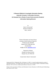 Discrimination against women and girls is a major obstacle to obtaining their rights as citizens as well as to the development of societies. A Research Method To Investigate Information Seeking Using The Concept Of Information Horizons An Example From A Study Of Lower Socio Economic Studentsa Information Seeking Behavior