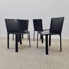 Waldon black leather dining chairs. Vintage Design Black Leather Dining Chairs By Willy Rizzo For Cidue 1970s 90288