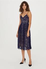 Lace Dress Dark Blue Ladies H M Gb Kjoler Mote Blondekjole