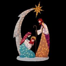 90 Home Depot Home Accents Holiday 6 Ft Lighted Tinsel Nativity Scene Ty Nativity Scene Display Christmas Yard Decorations Decorating With Christmas Lights