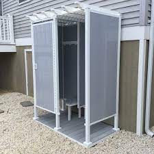 18 Outdoor Showers That Will Convince You To Upgrade Your Backyard This Summer Outdoor Shower Enclosure Outdoor Shower Shower Enclosure