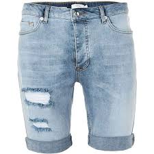 Topman Light Blue Ripped Stretch Skinny Denim Shorts 25 Liked On Polyvore Featuring Men S Mens Distressed Denim Shorts Mens Blue Jean Shorts Denim Shorts