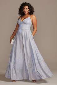 Glitter Iridescent Spaghetti Strap Plus Size Gown David S Bridal In 2021 Plus Size Prom Dresses Plus Size Gowns Plus Size Formal Dresses