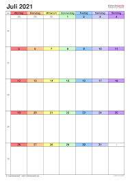 Monatskalender juli 2021 zum ausdrucken kostenlos. Kalender Juli 2021 Als Pdf Vorlagen