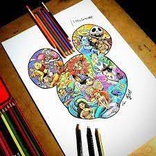 mickey dessin dessins disney pixar coloriage flamant rose