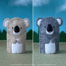 A Sweet Koala Bear Would Love To Join Your Family Koala Bears Are Stitched From Either Mottled Tan O Felt Finger Puppets Finger Puppets Finger Puppet Patterns