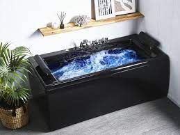 Diese whirlpool wanne hat eine chromathera. Whirlpool Badewanne Manhattan Schwarz Freistehend 1 Wand Mit 14 Massage Dusen Led Beleuchtung Luxus Spa Innen Gunstig Kaufen Bei I S Markus Wolf