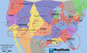 A bus ride will cost you 76 usd on average. Map Of The Us Showing The Closest Nba Teams By Drive Time Nba