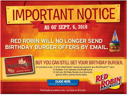 Check out now for super savings! Changes To Red Robin Free Birthday Burger Save Live Eat Love