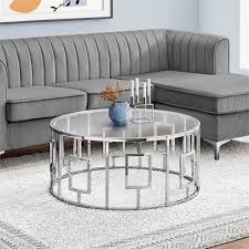 Maybe you would like to learn more about one of these? Monarch 36 Round Modern Glass Top Accent Coffee Table In Chrome I 7830
