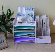White Wooden Desk Organiser Lesfit 3-Layer Stackable Wooden Document Tray –  White A4 Desk Organizer For Letters, Files & Office Supplies MDF Desk ...