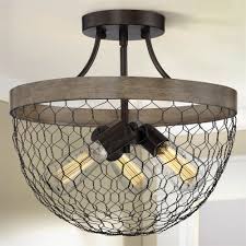 Farmhouse Light Chicken Wire Semi Flush Ceiling Light By Quoizel Lighting Wse1715cg Destination Lighting