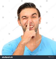 Portrait Funny Guy Finger His Nose Stock Photo 325586015