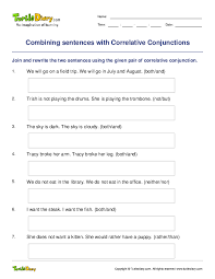 Work on combining sentences with this grammar practice worksheet. Combining Sentences With Correlative Conjunctions Worksheet Turtle Diary