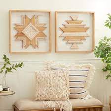Litton Lane White And Natural Hand Carved Square 2 Panel Wood Wall Decor 24 In X 24 In Set Of 2 61461 The Home Depot In 2021 Neutral Wall Decor Wall Decor Abstract Wall Decor