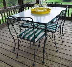 Vintage Anitque Meadowcraft Wrought Iron Glass Top 5 Pc Table And Chairs Dining Pc Table Hierro Forjado