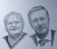 Latest drawing is of the lovely couple, Marian and Tom Earley from Earley's  Bar in Bridge St., Sligo. Tom sadly passed away recently and this was drawn  at the request of their