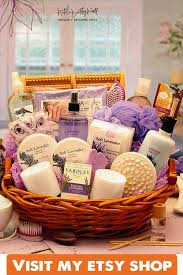 Plan a glorious pampered spa weekend at home with this box of goodies, including a scented candle of your choice, a clay mask , body butter, loofah soap, a bath bomb, body spray, and lip balm. Lavender Gift Basket Self Care Gift For Mom Beauty Products Set For Women Coworker Or Colleague Gift Idea Best Friend Birthday Gift Lavender Gift Basket Mother S Day Gift Baskets Spa Gift