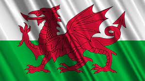 The welsh flag is divided into two horizontal halves. Shutterstock