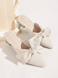 Bow Decor Suede Flat Mules Shein Usa Mules Flat Shoes Women Suede Flats