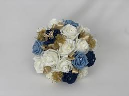 Ask your florist about adding in the perfect blue flowers — hydrangeas, that is. Medium Artificial Wedding Flowers Bridesmaid Bouquet Posy Butterfly Gold