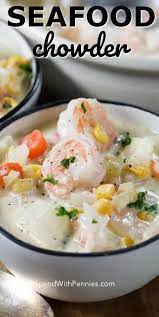 Try this easy seafood casserole made with shrimp, crab, lobster, parmesan cheese, wine, and a seasoned white sauce. Creamy Seafood Chowder Spend With Pennies