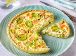 Lay the salmon in the baking dish, skin side down. Smoked Salmon And Leek Tart Recipe Odlums