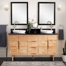 Double bathroom vanities allow multiple people to have their own space in the bathroom. 60 Bivins Teak Double Bathroom Vanity For Semi Recessed Sink Natural Teak Vanities