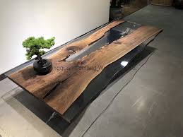 This contemporary walnut wood slab dining room table with 2″ thick acrylic base now lives in nashville. China American Black Walnut Live Edge Slab With Epoxy Resin For Dining Table China Wood Slab Live Edge