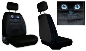 Cat Face Blue Eyed Feline 2 Low Back Bucket Car Truck Seat Covers Black Pp 4a Coprisedili