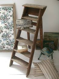 Old Vintage Wooden Step Ladder With Paint Splatters Display Etsy Rustic Ladder Decor Decor Wooden Ladder Decor